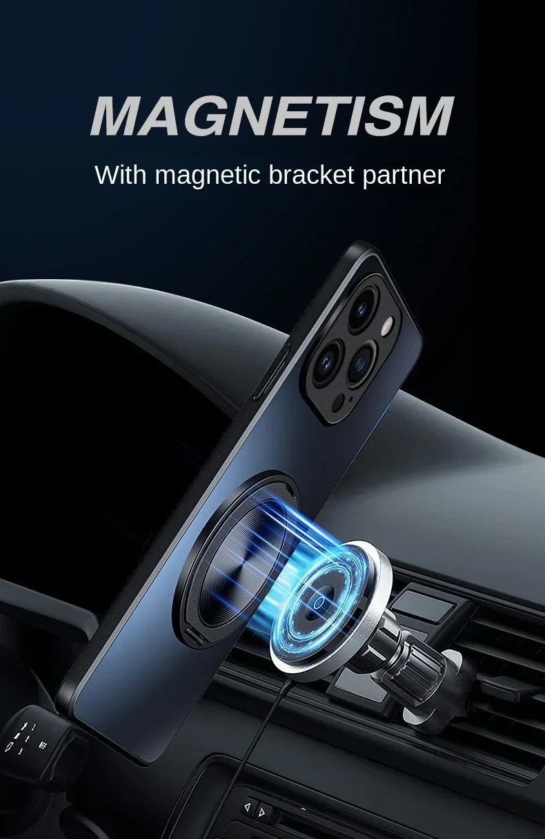 Hard Matte With Ring Magnetic Case For Samsung - Image 5