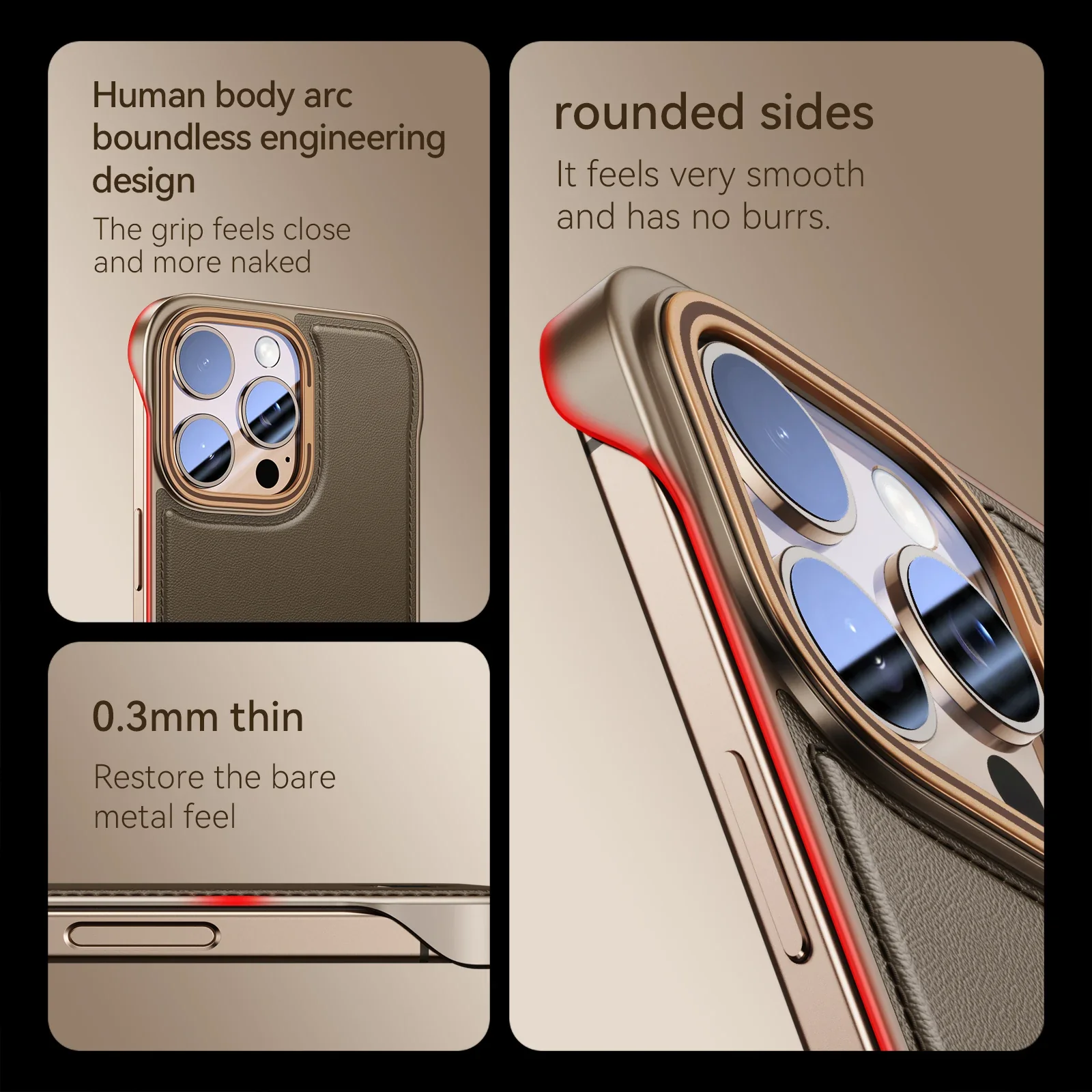 Luxury Shockproof No Borders Leather Case For iPhone - Image 3