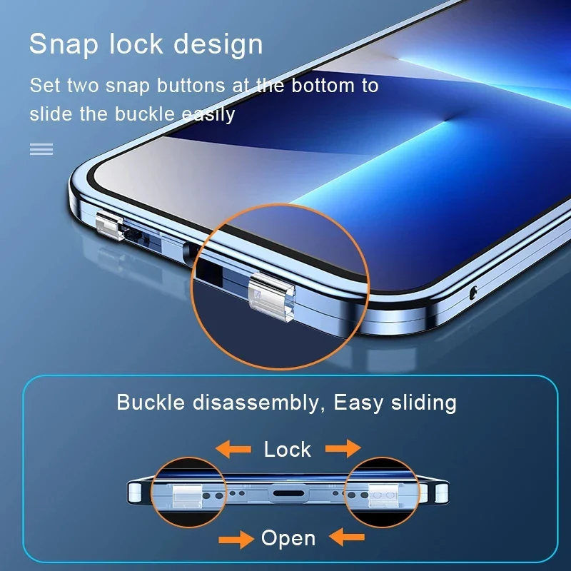 360°Full Protection Metal Magnetic Snap Lock Phone Case - Image 4