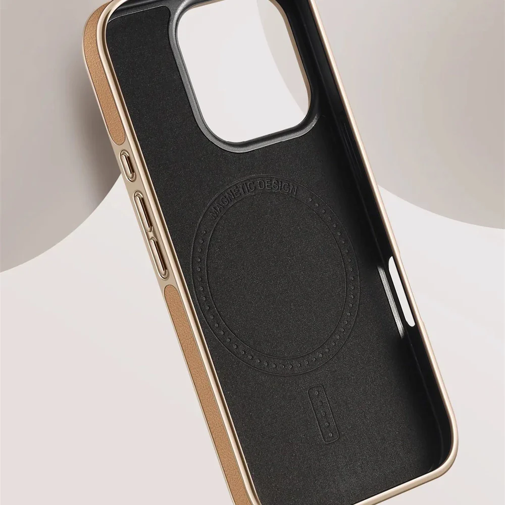 Luxury Business Plating Frame Leather Magnetic Back Case For iPhone - Image 5