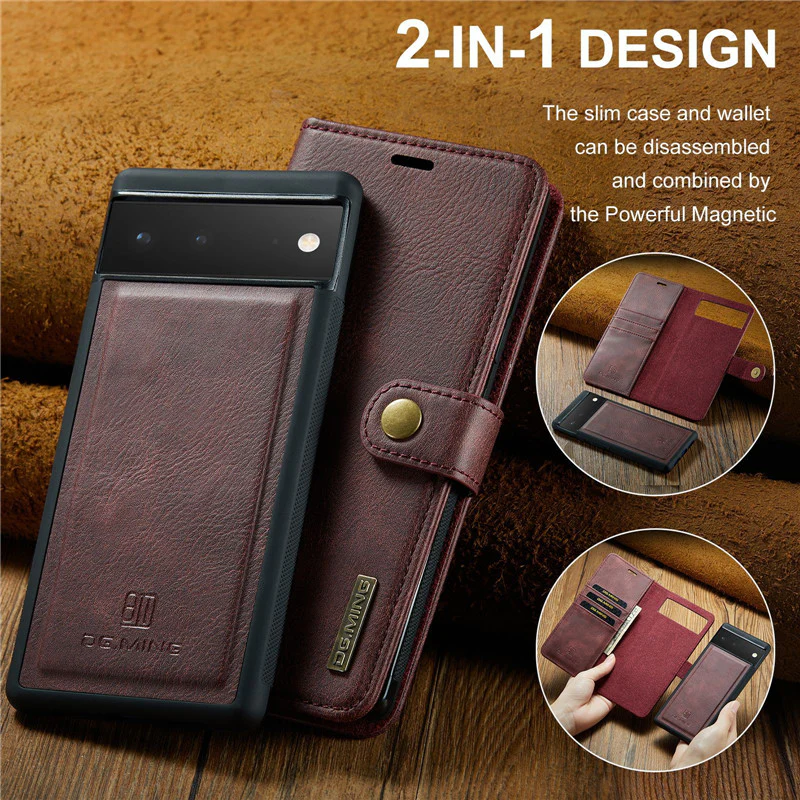 2 in 1 Detachable Flip Leather Case For Google Pixel - Image 11